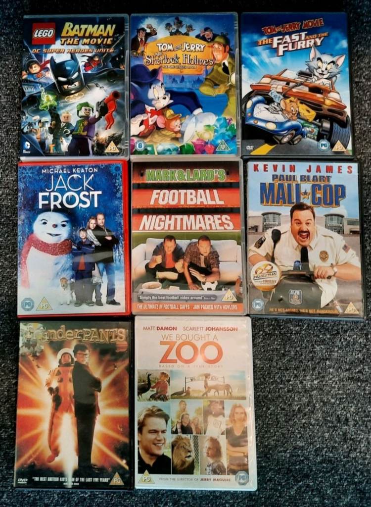 Bundle of DVDs 8 count job lot PG mixed genre's good condition 