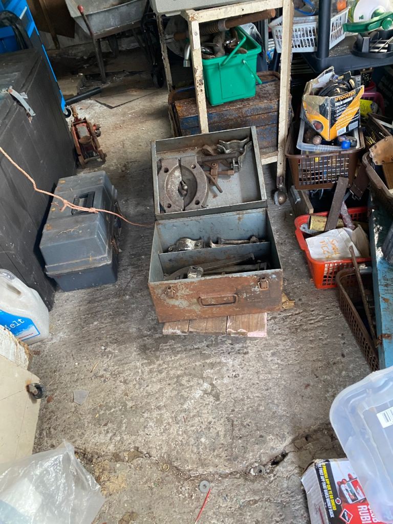 Old Metal Tool Box with Various Tools – Fair Condition