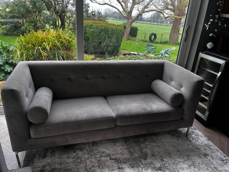 Dwell velvet grey sofa