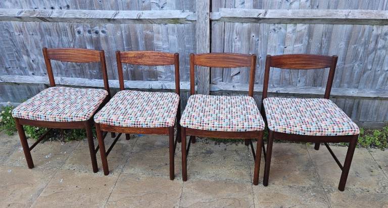 Mcintosh Mid-Century Vintage Teak Retro Dining Chairs x 4 (RESTORED)