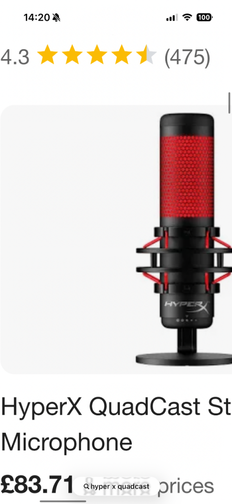 HyperX QuadCast S Studio Microphone - Black and Red