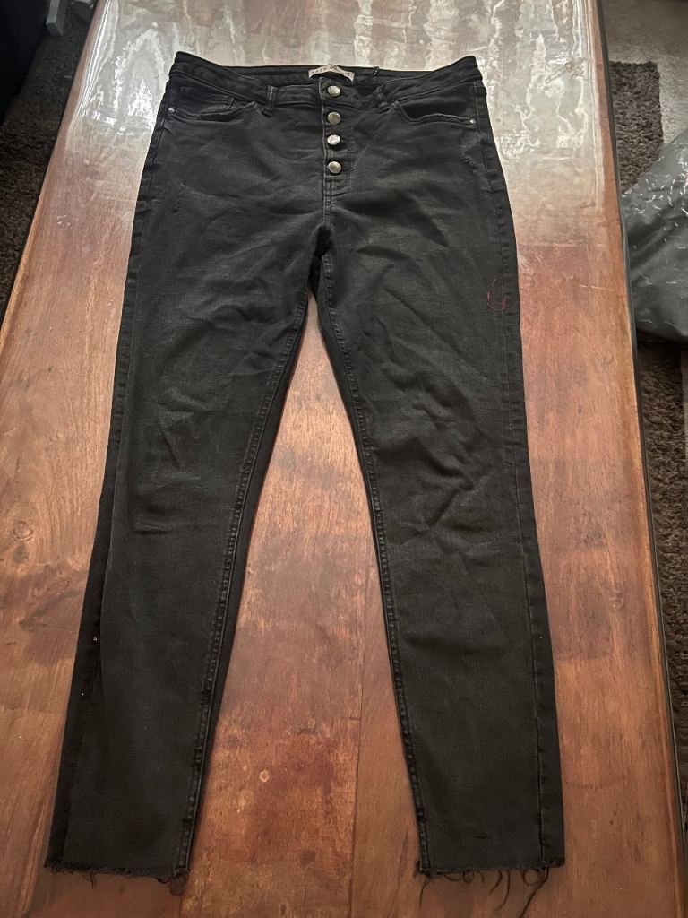 Denim Co. Black High Waist Button Fly Jeans