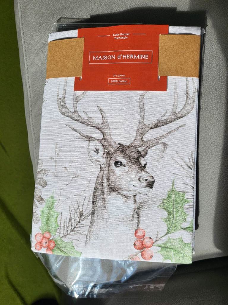 Maison d'Hermine Deer Christmas Table Runner - New