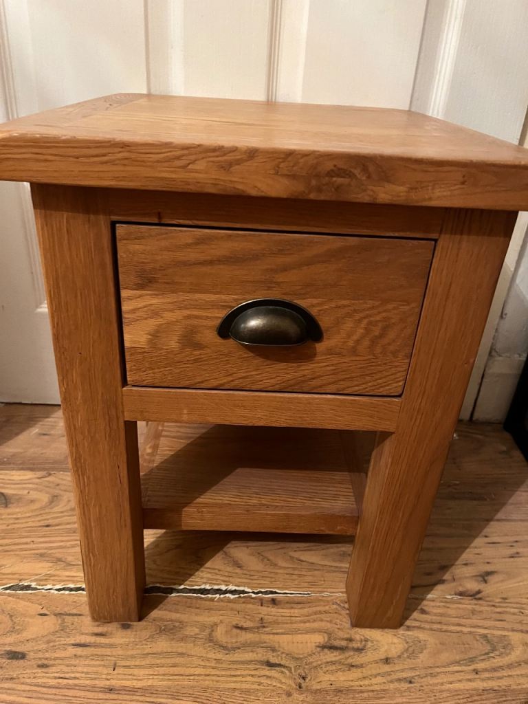 Solid Wood Bedside Table with Draw and Shelf Bedroom Furniture