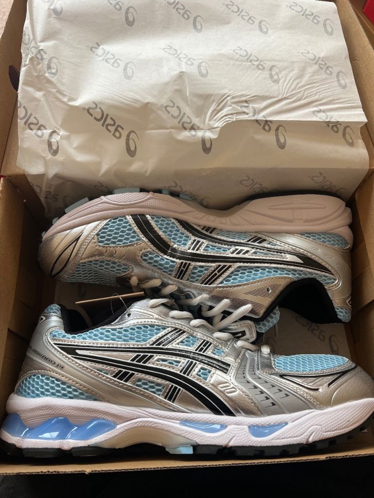 New ASICS GEL-KAYANO 14 Trainers – Light Blue/Silver