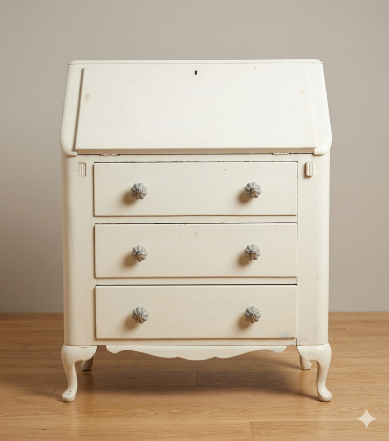 FOR QUICK SALE: White Painted Solid 3-Drawer Writing Bureau – Shabby Chic style - £35 ONO
