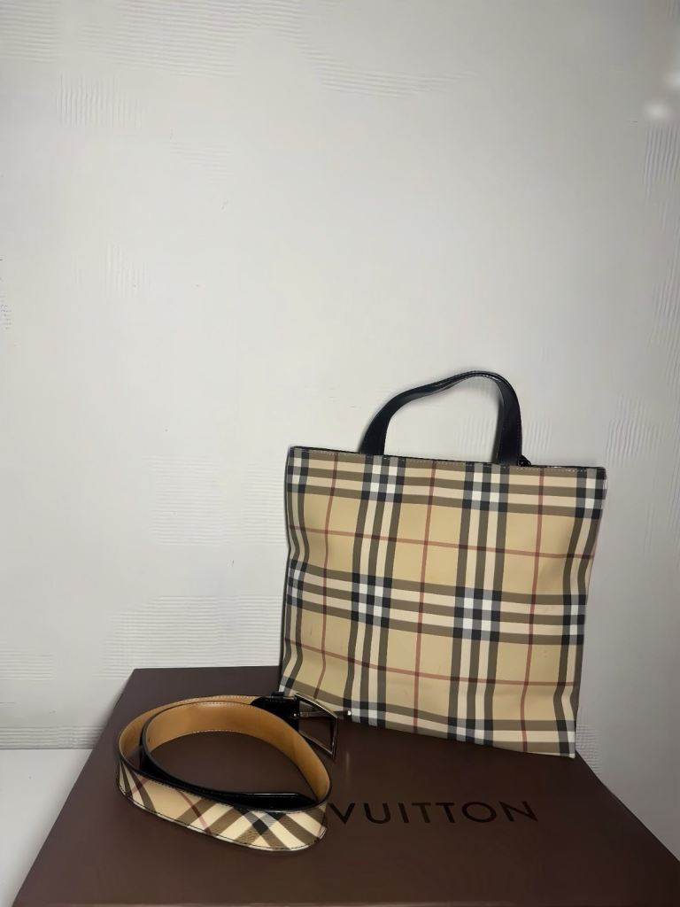 Burberry Vintage Nova Check Shopping Tote & Matching Nova Check belt