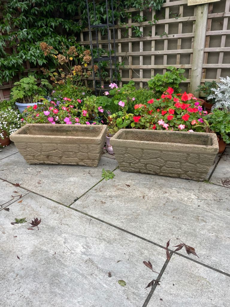 Vintage concrete planters 