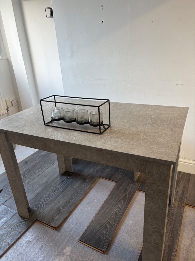 Grey table with stool 