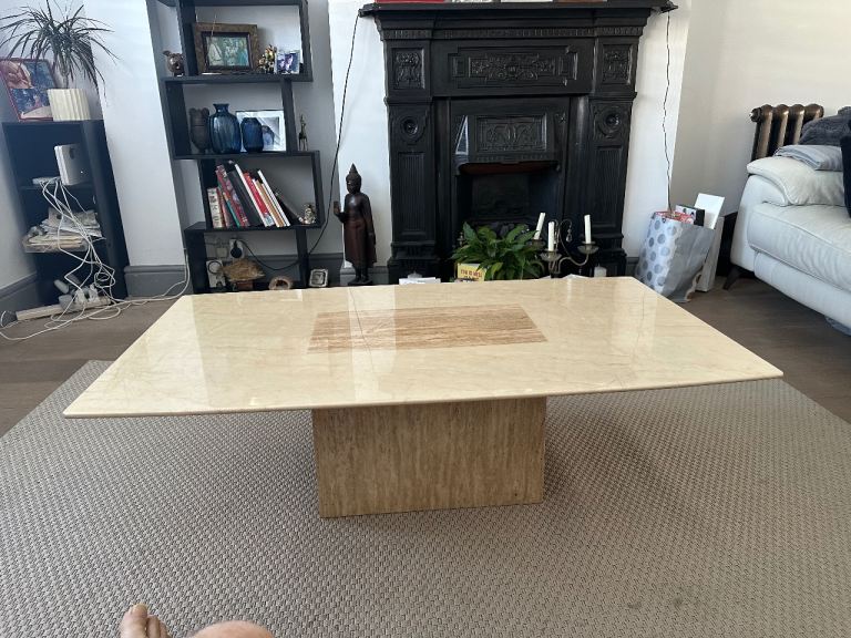 Marble Coffee Table – Beige, Good Condition