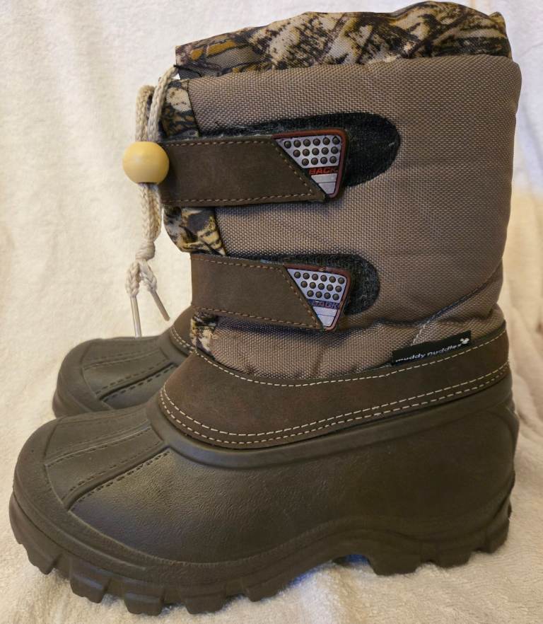 MUDDY PUDDLES  BROWN WINTER FUR LINED SNOW BOOTS UK SIZE 13-1  EUR 32-33 NEW