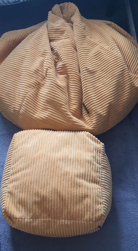 FREE Corduroy bean bag and footstool in mustard yellow