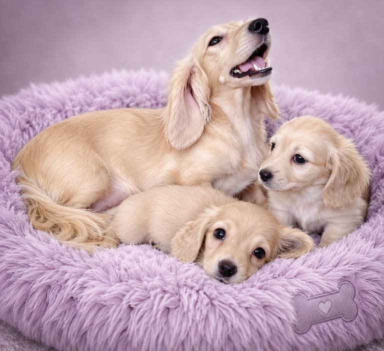 Long Haired Cream Miniature Dachshund Females