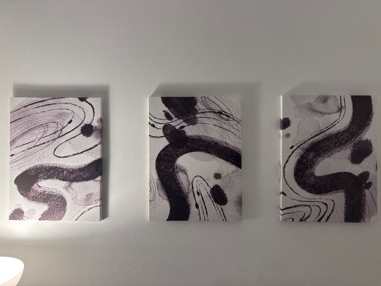 Set of 3 Abstract Canvas Wall Art – Black and White
