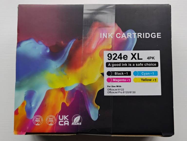 924XL (4 Pack) Ink Cartridges for HP Officejet Pro 8120, 8122, 8123, 8130, 8133. (New/Sealed)