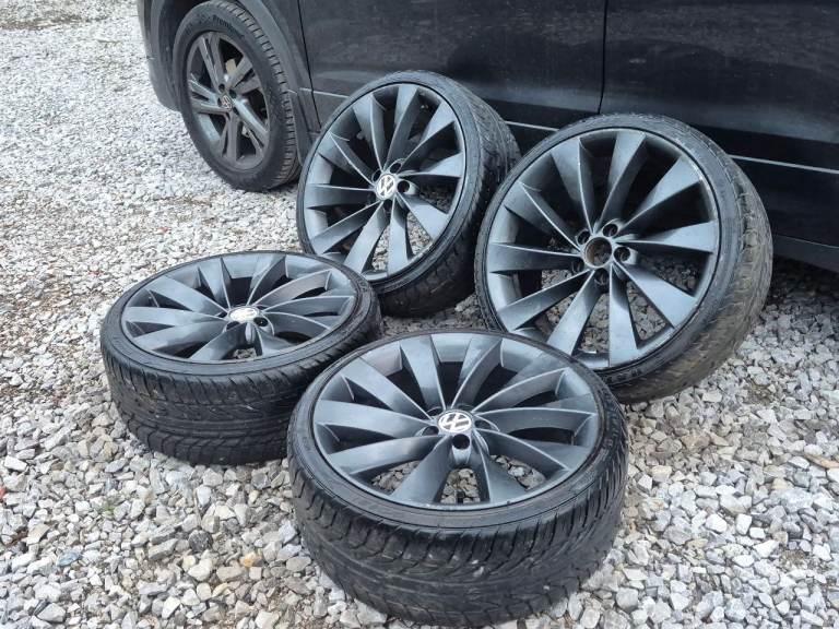 🌟Vw turbines style 18 inch alloy wheels 5x100 with MATCHING TYRES 6M++ POLO AUDI A1 SKODA FABIA 
