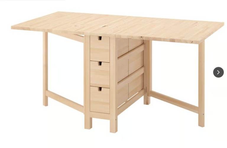 Ikea Norden fold out dining table with drawers