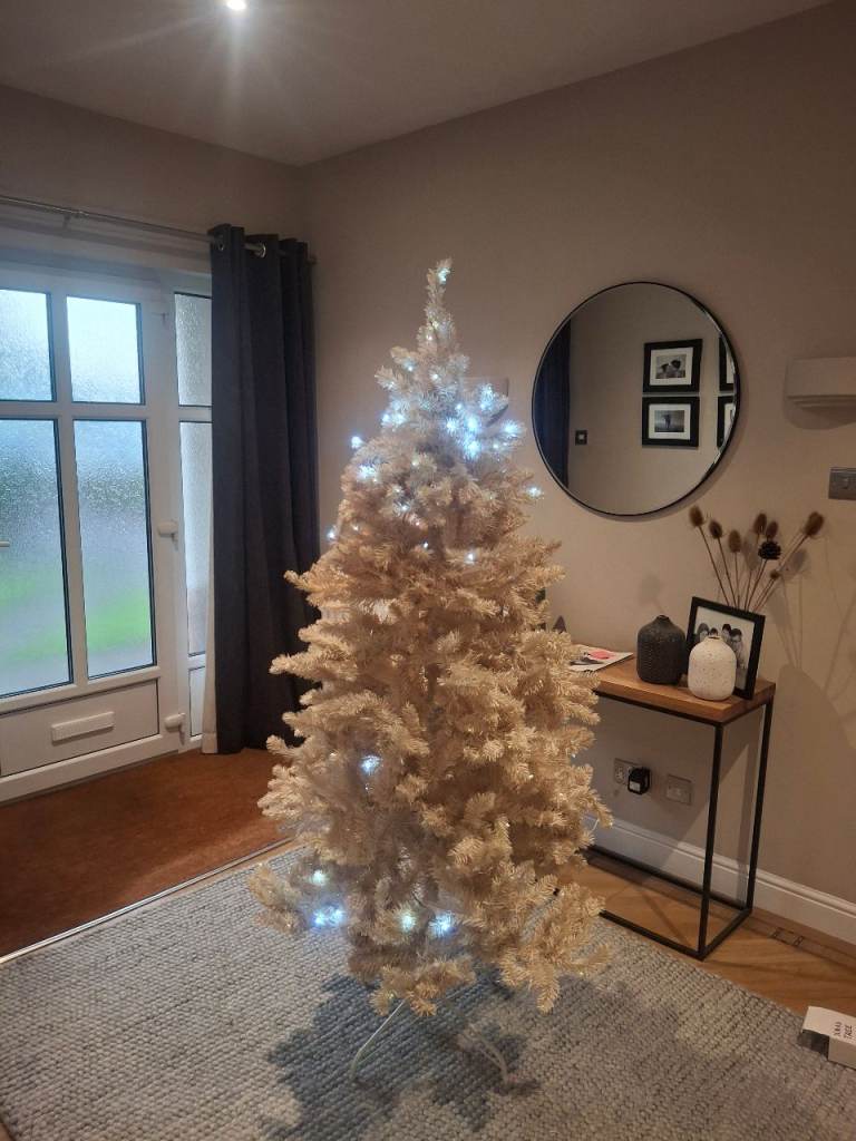 White Artificial Christmas Tree - Partially Lit