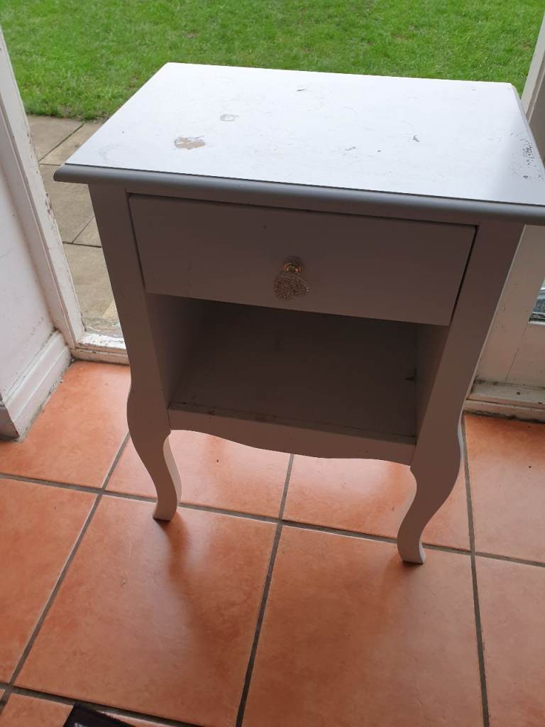 image for White Wooden Single Drawer Bedside Cabinet with Open Shelf.