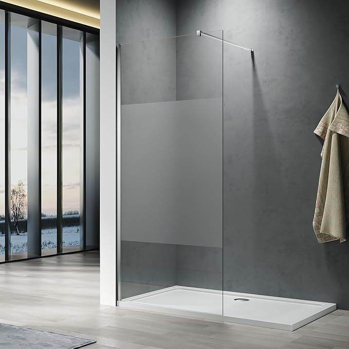 New Wet Room Shower Screen 900mm Half Frosted 