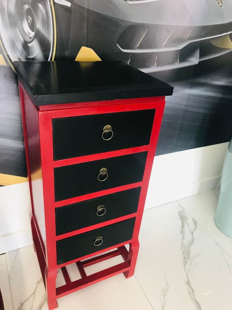 Red & Black 4-Drawer Cabinet