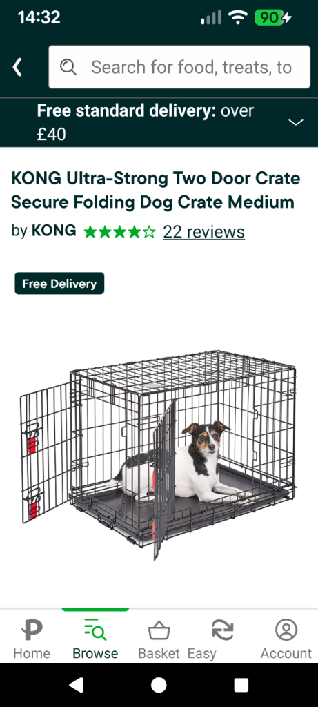 Kong Ultra-Strong Two Door Crate Secure Folding Dog Crate, Medium