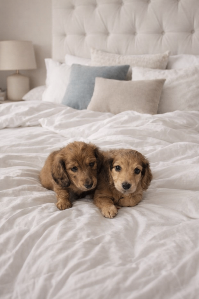 Long haired miniature Daschund pra clear