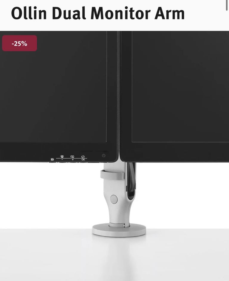 Ollin Dual Monitor Arm Silver