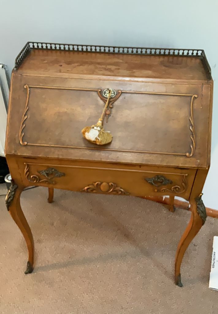 Vintage Wooden Bureau Desk with Drawers