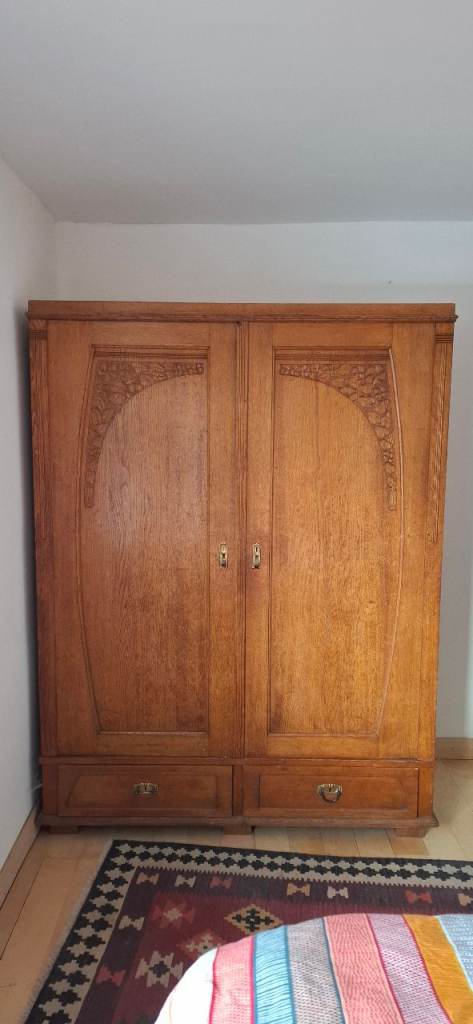  Vintage art-nouveau wardrobe, solid oak