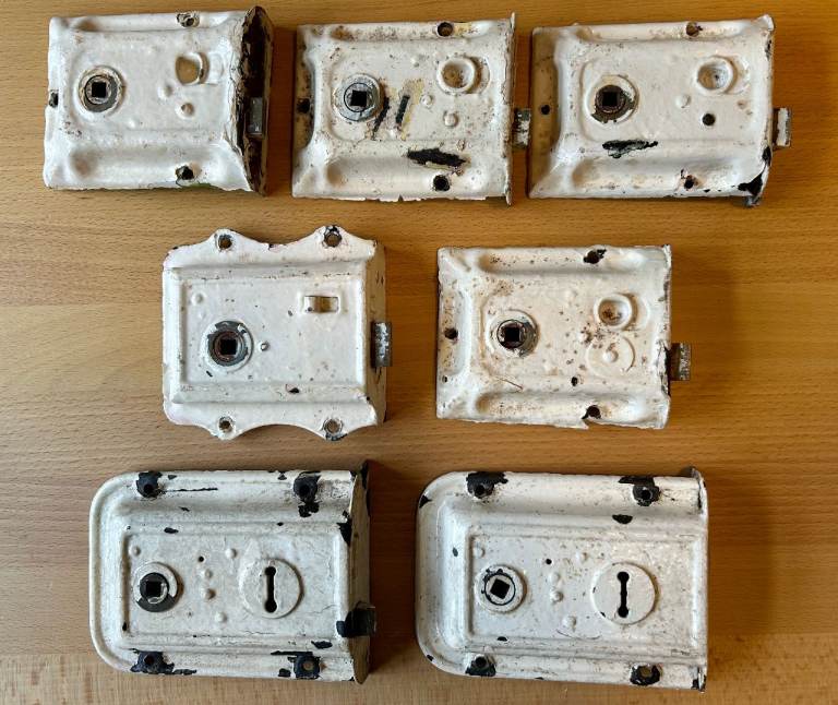 image for Seven antique Victorian door Rim Latches and Rim Locks