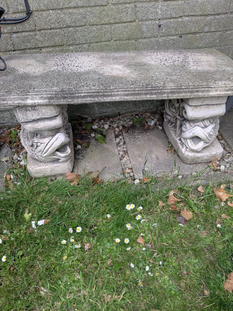 Stone outdoor bench for sale.