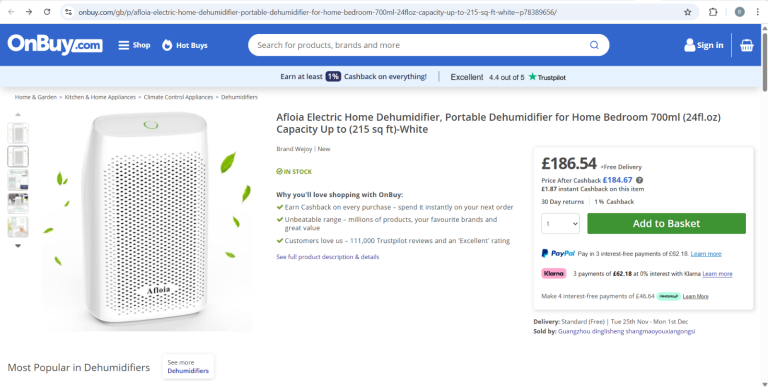 Afloia Electric Dehumidifier – Perfect for Damp & Mould!