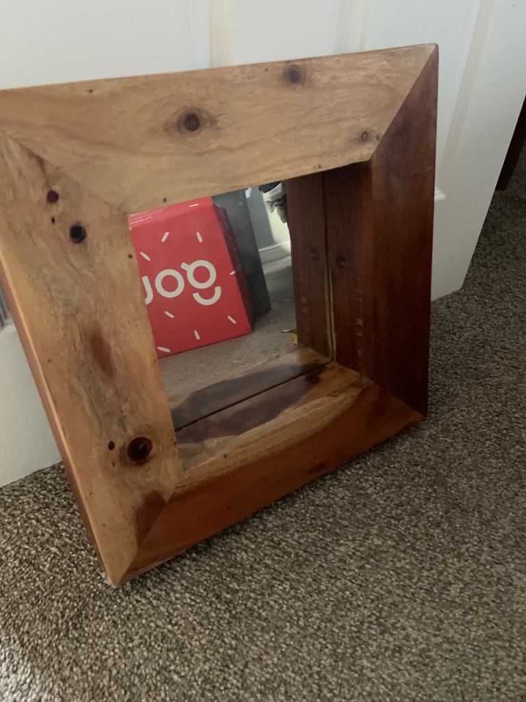 Wooden square mirror