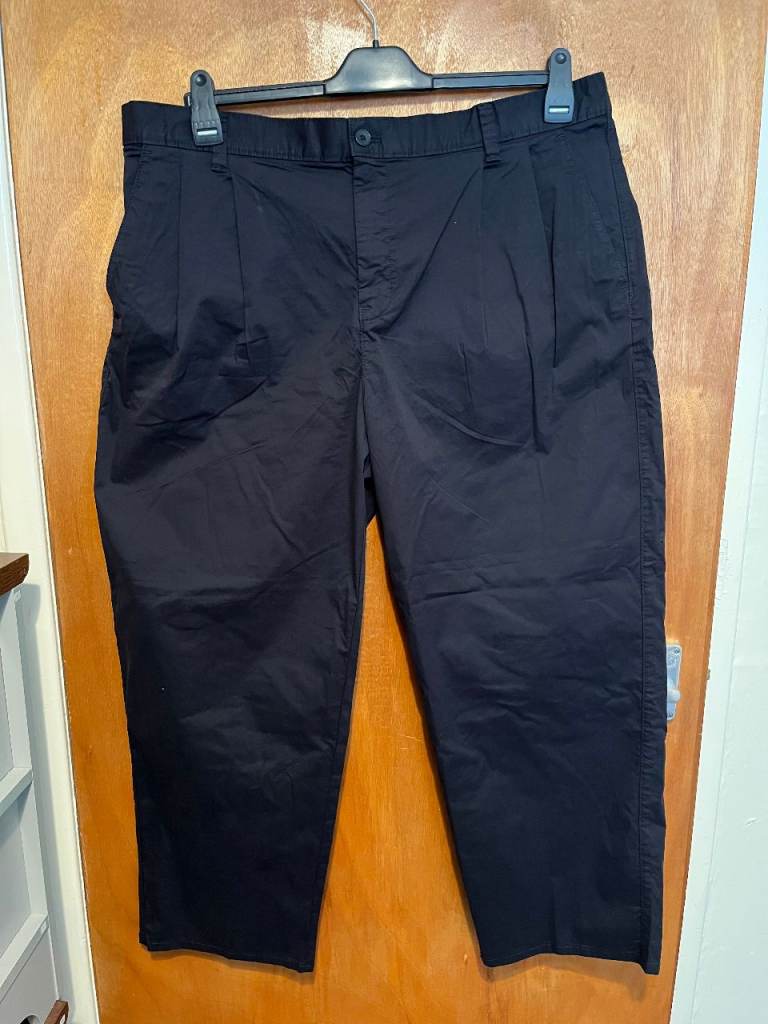 Mens NEXT Summer Lightweight Chino's with elasticated waist - Navy (Size 40S)