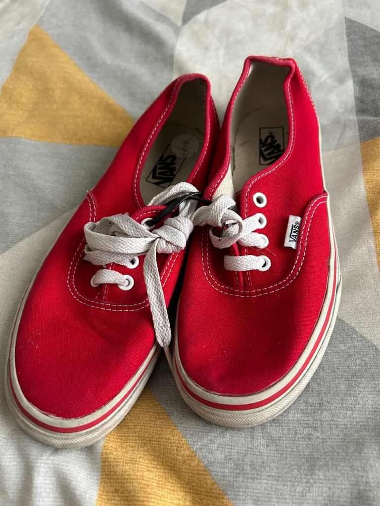 Vans Red Canvas Flats - UK Size 2 Good Condition