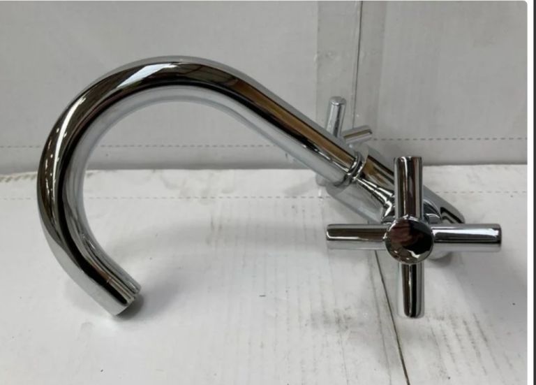 MODERN CROSS HEAD MONO KITCHEN SINK MIXER TAP IN CHROME WITH SWIVEL SPOUT - RRP £105
