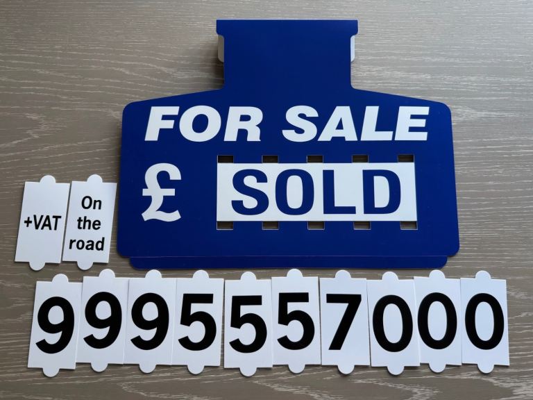 For Sale Sign Board, Pack of 1, Full Blue. Car Sun visor Pricing kit with display numbers (Blue)