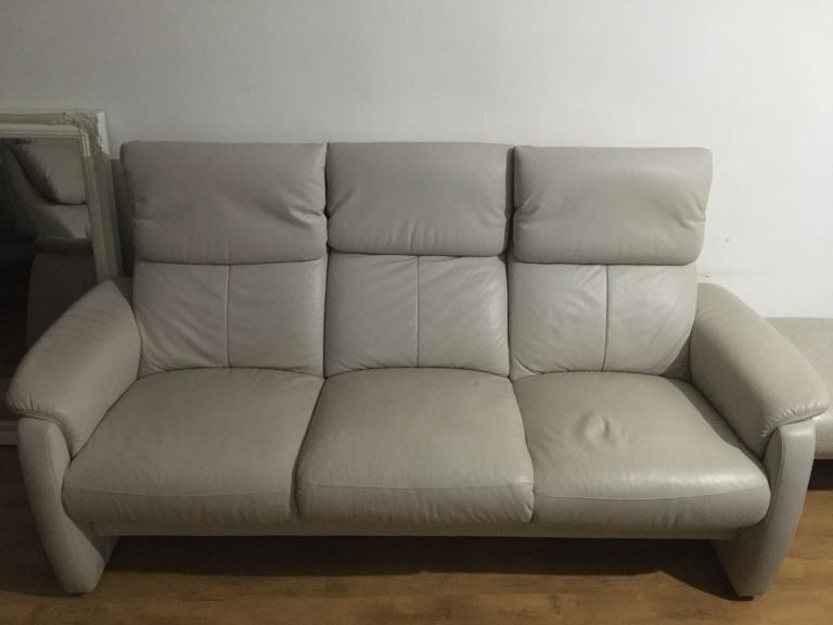 image for Leather sofa 3 seat recliner 