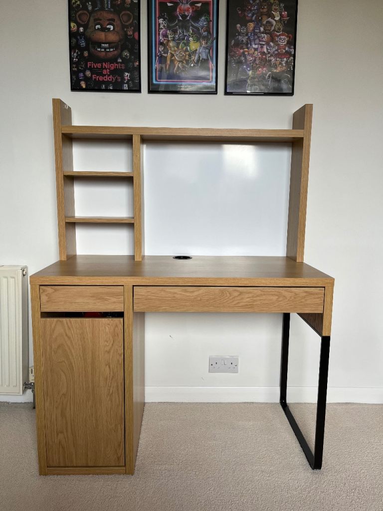 IKEA MICKE Desk with Storage – Oak Effect, As Good As New