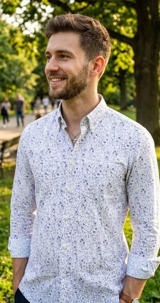 Men's Gent's long sleeve shirt get that James May look size large / slim