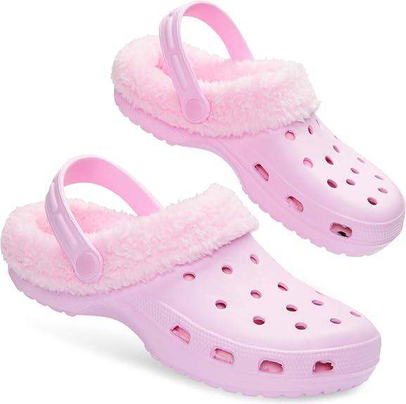 CityComfort Women's Pink Fleece Lined Clogs Warm Slip On Garden House Shoes Size 3UK