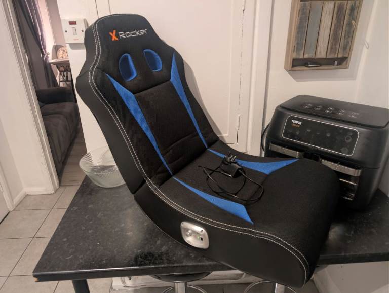 X Rocker Gaming Chair - Black and Blue, Excellent Condition