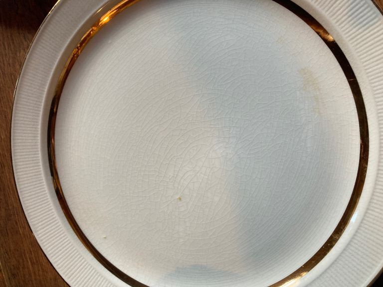 Set of 10 vintage white & gold dinner plates