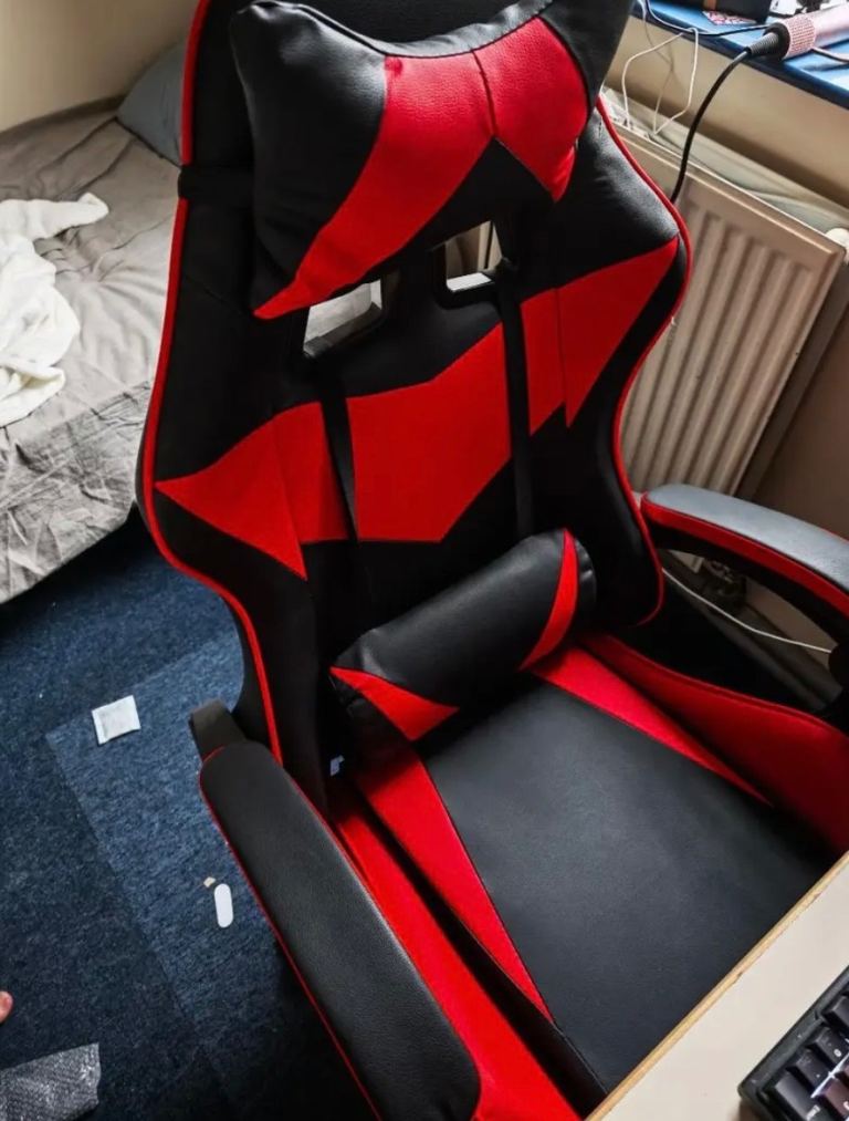 Adjustable Ergonomic Gaming Chair Swivel Desk Computer Office Home Chair Lumbar Black + Red