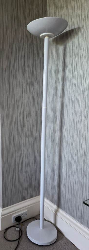 White Uplighter Floor Lamp – Good Condition