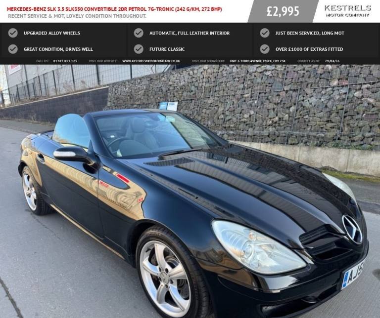 2005 Mercedes-Benz SLK 3.5 SLK350 Convertible 2dr Petrol 7G-Tronic (242 g/km, 272 bhp) Convertibl...