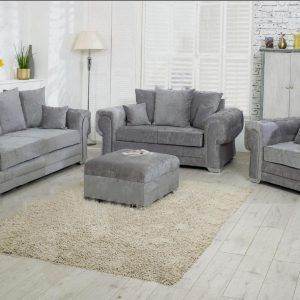 Verona 3&2 Seater Sofa Set Chenille Fabric Grey Available/Next Day Delivery/Call Us NOW