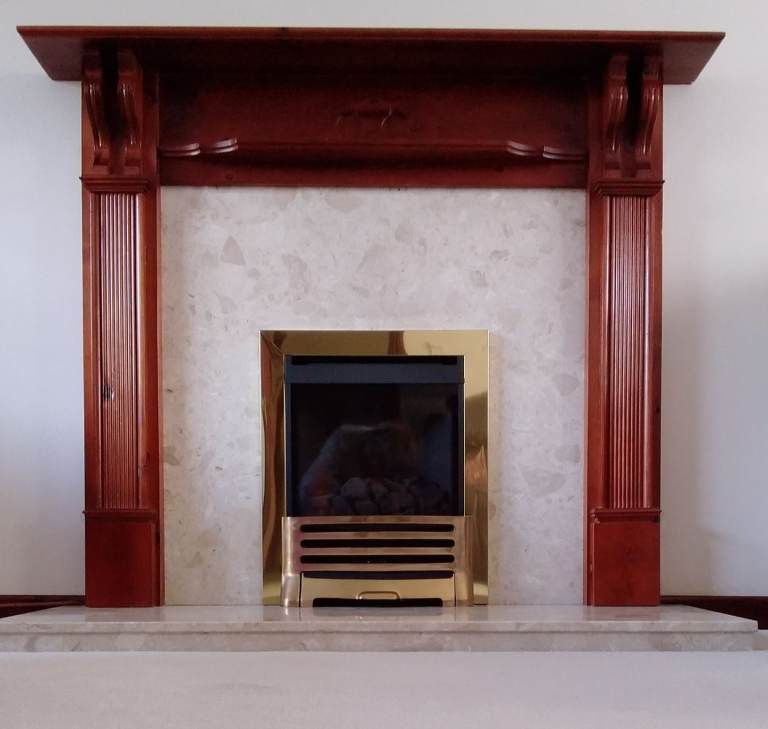 Wooden Fire Surround and Gas Fireplace Insert – Good Condition
