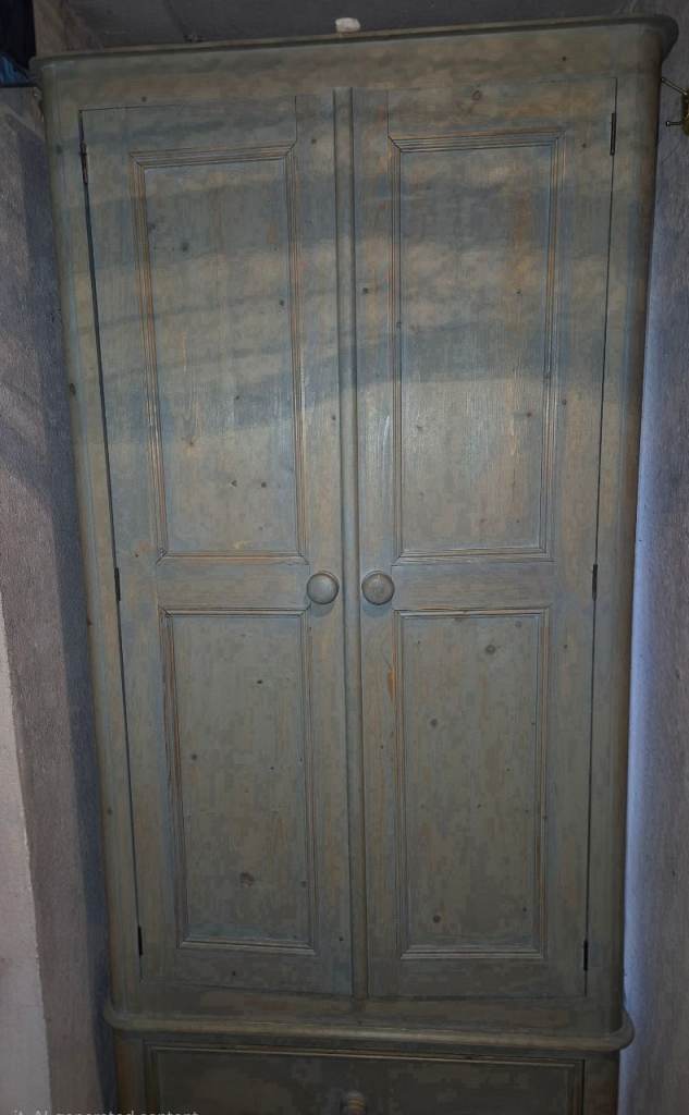 Blue Whitewashed Soild Pine Wardrobe